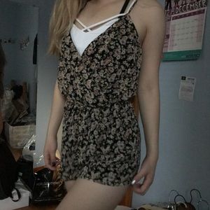 Black Floral Romper